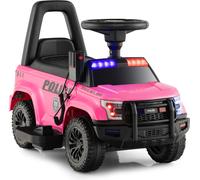 CostwayPorteur Enfants avec Mégaphone & Autocollant de Police Voiture à Pousser avec Lumières et Sonore Charge 25 kg pour 18-60 Rose