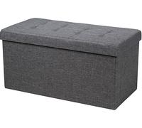 CostwayPouf de Rangement Pliable Coffre à Jouets avec Bac de Rangement Amovible Banc à Chaussures avec Repose-Pieds Gris Foncé