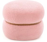 CostwayPouf Ovale Tabouret en Tissu de Sherpa Base Stable et Patins Antidérapants Repose-pieds Polyvalent Rose
