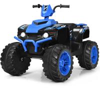 CostwayQuad Électrique 12V pour Enfants 3-7 Ans avec Lumière Musiques et Histoires 104x67x74cm pour Différents Terrains Bleu