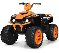 CostwayQuad Électrique 12V pour Enfants 3-7 Ans avec Lumière Musiques et Histoires 104x67x74cm pour Différents Terrains Orange