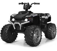 CostwayQuad Électrique 12V pour Enfants 3-7 Ans avec Lumière Musiques et Histoires 104x67x74cm pour Différents Terrains Noir