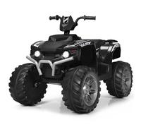 COSTWAY Quad Électrique 12V pour Enfants 3-7 Ans, avec Lumière, Musiques et Histoires, 104x67x74cm, pour Différents Terrains, Noir
