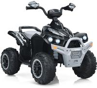 CostwayQuad Electrique pour Enfants 12V7Ah LED Musique Pédale Klaxon 3-4 km/h pour Enfants de 3 à 8 ans Noir