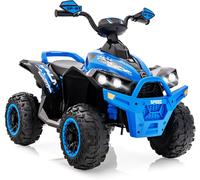 CostwayQuad Electrique pour Enfants 12V7Ah LED Musique Pédale Klaxon 3-4 km/h pour Enfants de 3 à 8 ans Bleu