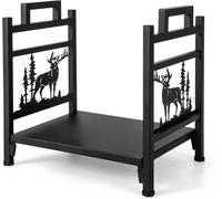 CostwayRange Bûche Intérieur Porte-Bûches Métal Charge 60 kg pour Rangement Bois Intérieur Porte Bûche Cheminée pour Poêl Foyer 46 x 34 x 45 cm