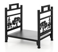 CostwayRange Bûches Cheminée Porte Bûches en Métal avec Pieds Surélevés Poignée Pieds Réglables Abri à Bois 44 x 33 x 38 CM Charge 50 KG