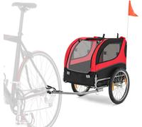 CostwayRemorque de Vélo pour Animaux de Compagnie jusqu'à 40 KG avec Roues de 50 cm et Toit Ouvrant pour Chiens/Chats Rouge