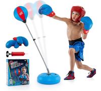 CostwaySac de Boxe Punching Ball sur Pied Hauteur Réglable 120-154CM avec Gant Pompe à Main Gonflable Bleu