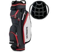 CostwaySac de Club de Golf avec 14 Compartiments Séparés 8 Poches Capuche Anti-Pluie Bandoulière Sac Isotherme Léger en Nylon Noir
