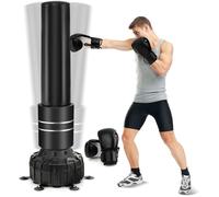 CostwaySac de Frappe Autoportant 182 cm Sac de Boxe Lourd Remplissable avec Support 1 Paire de Gants de Boxe Base à Ventouse Amortisseur