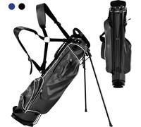CostwaySac de Golf 9 Multifonctionnel avec Trépied en Polyester avec Sangles 4 Compartiments 17,2 x 25,2 x 79,5 cm Noir