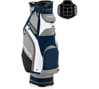 CostwaySac de Golf Portable Debout au Sol avec 14 Compartiments Séparés 7 Poches Capuche de Pluie Bandoulière Poignée en PVC Bleu