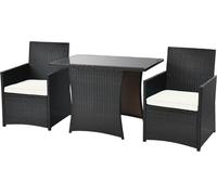 CostwaySalon de Jardin Exterieur 3 Pièces en Rotin PE avec Coussin Amovible 2 Fauteuils et 1 Table Basse Inclus Peu Encombrant