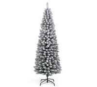CostwaySapin de Noël Artificiel 180 cm Sapin de Noël Floqué de Neige avec 460 Branches Support en Métal Pliable Forme Fine Décoration Saisonnière
