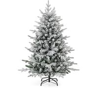CostwaySapin de Noël Artificiel 8 Modes d'Eclairage Lumières LED Multicolores Pointes de Branches en PVC et PE Haute de 135cm