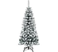 CostwaySapin de Noël Artificiel à Flocons de Neige 140CM avec Aiguilles en PVC Support Métal Pliable Décoration de Maison Magasins