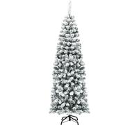 CostwaySapin de Noël Artificiel à Flocons de Neige 180CM avec Aiguilles en PVC Support Métal Pliable Décoration de Maison Magasins