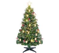 CostwaySapin de Noël Artificiel avec 8 Modes d'Eclairage LED Blanc Chaud Fibres Optiques Pointes de Branches Aiguilles de Pin Hauteur de 150CM