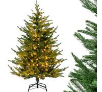 CostwaySapin de Noël Artificiel De 136 Cm Arbre de Noël à Charnière 386 Pointes de Branches en Pe Et Pvc 180 Lumières Led Blanc Chaud 8 Modes d'Éclairage