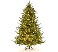Giantex Sapin de Noël Lumineux avec 8 Modes d'Éclairage, Base en Fer (180cm) Vert G