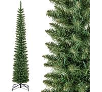 CostwaySapin de Noël Artificiel de 210 Cm Arbre de Noël Pré-Éclairé 499 Branches 200 Lumières Led Blanc Chaud Support en Métal Pliable