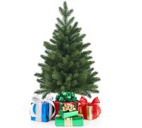 CostwaySapin de Noël Artificiel de Table 60 cm sans Lumières avec 50 Rameaux Matériau PE Pot de Style Rétro Décoration Miniature