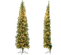 CostwaySapin de Noël Artificiel Demi Arbre Mural 210 cm 150 LED Lumières Blanc Chaud 450 Pointes de Branches Support en Métal