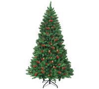 CostwaySapin de Noël Artificiel LED Charnières avec Support Métallique Robuste Système de Pliage Aiguilles en PVC 200cm