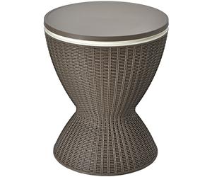CostwaySeau à Glace 2 en 1 Table Basse 30L avec Plateau Relevable Ø 43 x 57,5-82H cm Imitation Rotin Marron