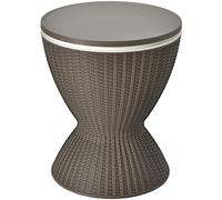 CostwaySeau à Glace 2 en 1 Table Basse 30L avec Plateau Relevable Ø 43 x 57,5-82H cm Imitation Rotin Marron