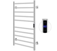 CostwaySèche-Serviettes Électrique 30-60°C avec 10 Barres en Acier Inoxydable Chauffe-Serviettes 120W Étanche Murale avec Minuterie Affichage LCD