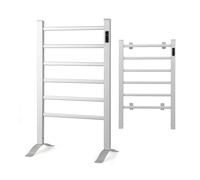 CostwaySèche-Serviettes Électrique 30-60°C avec 5 Barres en Acier Inoxydable Chauffe-Serviettes 120W avec Affichage LED Protection Surchauffe Argent