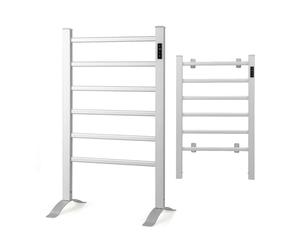 CostwaySèche-Serviettes Électrique 30-60°C avec 5 Barres en Acier Inoxydable Chauffe-Serviettes 120W avec Affichage LED Protection Surchauffe Argent