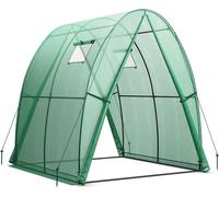 CostwaySerre avec Housse en PE Résistante aux Intempéries Serre Tunnel avec Fenêtre Moustiquaires Enroulable 2 Portes Zippées Pochette Latérale Vert