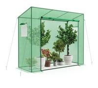 CostwaySerre de Jardin avec Housse Mini & Cadre en Métal Porte à Fermeture Eclair Enroulable Fenêtres à Moustiquaire Double Couche 200x77x169 CM