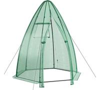CostwaySerre de Jardin Portable Housse en PE 160x160x183cm avec Porte Enroulable Fenêtre en Treillis Etanche Cadre en Acier Vert