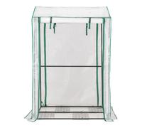 CostwaySerre de Jardin pour Balcon Intérieur & Extérieur 100 cm x 81 cm x 150 cm serre portable avec structure en acier blanc