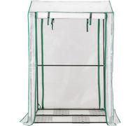 CostwaySerre de Jardin pour Balcon Intérieur & Extérieur 100 cm x 81 cm x 150 cm serre portable avec structure en acier blanc
