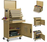 CostwayServante Porte Outils à 4 Tiroirs et Armoire de Rangement Caisse à Outils avec Roues Verrouillables pour Garage Atelier Jaune