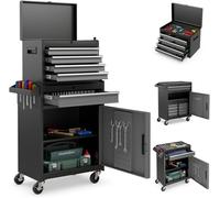 CostwayServante Porte Outils à 4 Tiroirs et Armoire de Rangement Caisse à Outils avec Roues Verrouillables pour Garage Atelier Gris