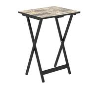 CostwaySet de 4 Tables de Jardin Pliantes en Bois Table Basse Extérieur Charge 30KG avec Plateau Imitation Marbre 48 x 40 x 67 cm Noir