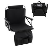 CostwaySiège de Stade Pliable Chaise de Gradin Rembourrée avec Soutien Dorsal Bandoulière Poche Filet et Sac de Rangement Charge 102KG Noir