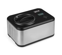 CostwaySorbetière avec Compresseur Intégré 1,5L Machine à Glace Auto-Refroidissante avec Écran LCD Minuterie 24 H Cuve Amovible Inoxydable Noir