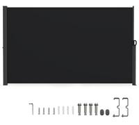 CostwayStore Latéral Rétractable pour Patio écran d'Intimité Extérieur de 300x180 CM Pare-Soleil avec Poignée Latérale Pare-Brise Diviseur Noir