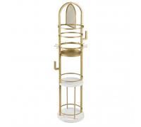 CostwaySupport de Bijoux sur Pied Rotatif à 360° Présentoir à Bijoux avec Porte-Boucles d'Oreilles Colliers et 5 Étagères Arbre de Rangement Blanc