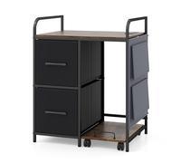 CostwaySupport d'Imprimante 2 en 1 avec Support Mobile pour Destructeur Meuble Imprimante avec Station de Charge 2 Tiroirs en Tissu 62 x 45 x 78 cm Marron