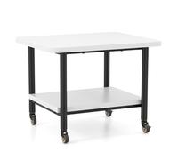 CostwaySupport d'Imprimante à 2 Niveaux Meuble Imprimante avec 4 Roues et Étagère de Rangement pour Dossier Organisateur de Stockage Blanc+Noir