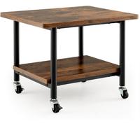 CostwaySupport d'Imprimante à 2 Niveaux Meuble Imprimante avec 4 Roues et Étagère de Rangement pour Dossier Organisateur de Stockage Marron Rustique