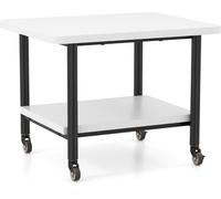 CostwaySupport d'Imprimante à 2 Niveaux Meuble Imprimante avec 4 Roues et Étagère de Rangement pour Dossier Organisateur de Stockage Blanc+Noir